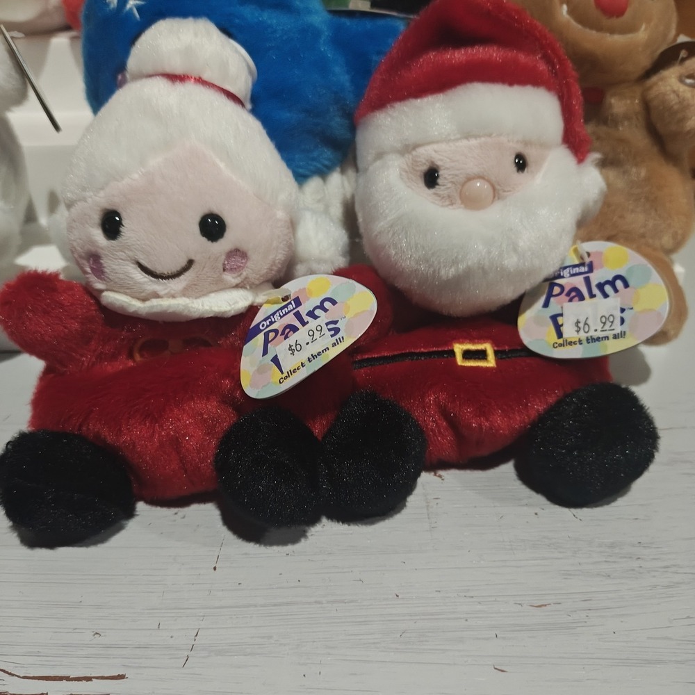 Lot of 9 Christmas Themed Palm Pals Plush Santa Clause Ginger Bread Yeti Elf D41 - Picture 2 of 5